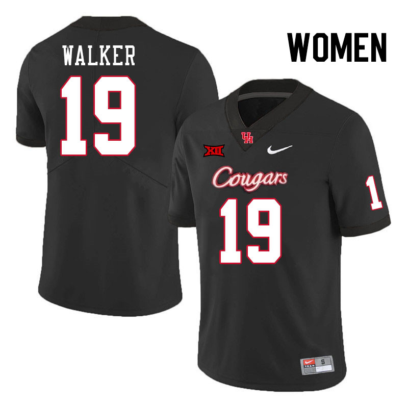 Women #19 Kelan Walker Houston Cougars College Football Jerseys Stitched Sale-Black - Click Image to Close